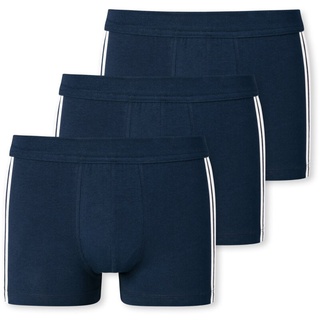 SCHIESSER Herren Shorts 3er Pack - 95/5, Cotton Stretch, Seitenstreifen Dunkelblau S