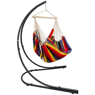 AMANKA Hängestuhl Hängestuhlgestell HSG-153 mit Hängestuhl HMG-40, 185 x 130 cm Hängesitz für Kinder und Erwachsene - 360° Relaxsessel bunt