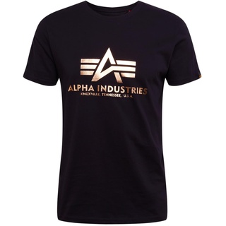 Alpha Industries Basic Foil Print Kurzarm-T-Shirt Black / Gold M