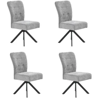 4er Set Esszimmerstuhl Polsterstuhl Drehstuhl Küchenstuhl modern Chenille Grau