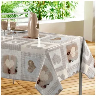 Sanixa Tischdecke Outdoor vers. Farben 140x240 cm Tischtuch PVC Gartentisch (Tischdekoration Tischwäsche Balkon Terrasse, waschbar Wachstischtuch Tafeltuch), abwischbar modern gemustert Regenfest braun