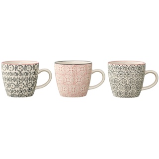 Bloomingville kleine Tassen Cecile, rosa grau, Keramik, 3er Set