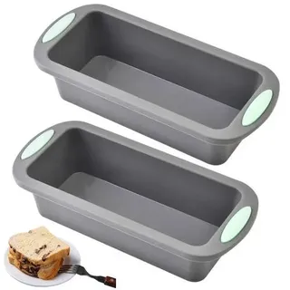 2 Stück Brotbackform Silikon, BPA-frei Kastenform 20 cm Mini Backform Rechteckig Silikon Toastbrot Backform Brotform, Antihaft und Schnellverschluss