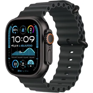 Apple Watch Ultra 2 GPS + Cellular 49 mm Titangehäuse schwarz, Ocean Armband schwarz 
