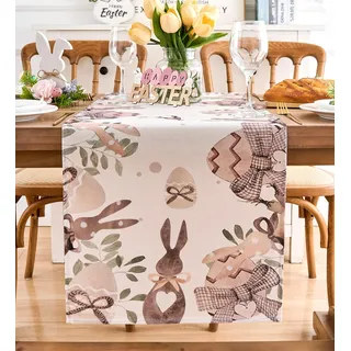 Vorysum Tischläufer Modern Hase Tischläufer Blumen Ostereier Frühling Ostertischläufer Esstisch Ostern Tischdeko Blume Festliche Tischmatten Läufer Set Für Esstisch Party 33 x 183 cm