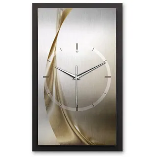 Kreative Feder Wanduhr 3D Designer-Wanduhr Elegant Golden Wave (ohne Ticken; Funk- oder Quarzuhrwerk; elegant, außergewöhnlich, modern) silberfarben
