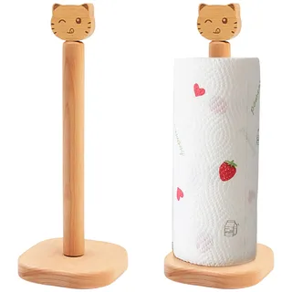LNJ Küchentuchständer - Küchenrollenhalter Stehend Aus Holz - Tierform Freistehender Küchenpapierhalter - Küchenpapierhalter Papierhandtuchhalter - Rollenhalter Für Küchentücher Küchenrolle (Katze)