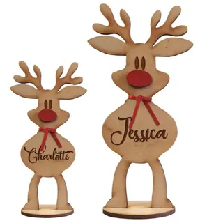 XEL Personalisiertes Freistehendes Rentier,Familien Weihnachtsdekoration,Holz Namen Tischdekoration,Weihnachtlicher Zierschmuck/Hochzeitsdekoration/Tischdekoration