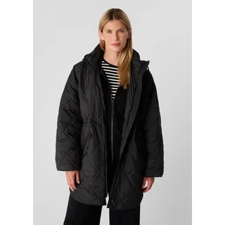 comma Wintermantel Outdoor-Mantel Weite Cape-Jacke mit Rautensteppung schwarz