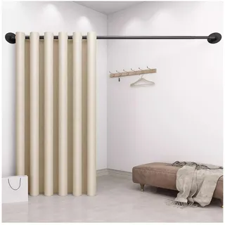 Umkleidekabine Wandmontage, EckUmkleidekabine, Umkleideraum Sichtschutz Vorhänge mit Teleskopstange 90-160cm, Türvorhang Umkleide Für Bekleidungsgeschäft Partition Für Ecken und Türöffnungen, Beige