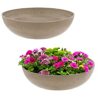 Spetebo Blumentopf Pflanzschale massiv in Stein Optik (1 St., Kunststoff), Premium Blumenschale marmoriert für Außen und Innen Ø 30 cm