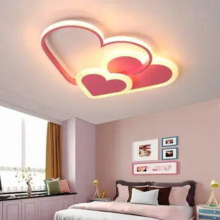 Kinderlampe Deckenleuchte LED Liebe Herz ​Rosa Deckenlampe Acryl Deko Deckenlicht Dimmbar Mit Fernbedienung Kinderzimmer Schlafzimmer Modern Junge ​Mädchen Beleuchtung Esszimmer Wohnzimmer Cartoon