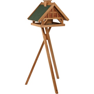 TRIXIE natura Vogel Futterhaus aus Holz mit Ständer, 54 × 40 × 48 cm/1,07 m, braun
