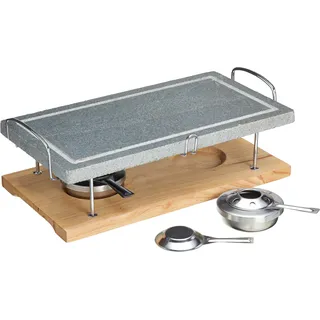 Artesà Hot Stone Grill, Gourmet-Tischgrill, Steingrill für Steaks, Meeresfrüchte und Gemüse, 41,5 x 22 x 15 cm - Marmor/Holz, Gemischt