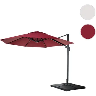 Gastronomie-Ampelschirm HWC-A96, Sonnenschirm, rund Ø 4m Polyester Alu/Stahl 27kg ~ bordeaux mit Ständer
