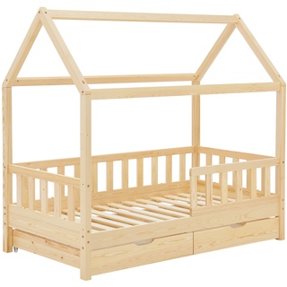 Juskys Kinderbett Marli_STR_OS (160 x 80 cm, natur mit Bettkasten)