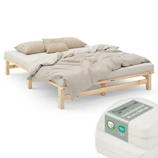 Homestyle4u Holzbett, Natur, Holz, Kiefer, 160x200 cm, Schlafzimmer, Betten
