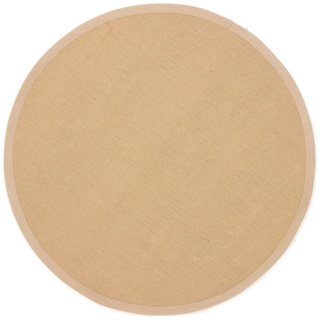 Sisalteppich CARPETFINE "Sisal" Teppiche Gr. Ø 160 cm, 5 mm, 1 St., beige Esszimmerteppiche mit farbiger Bordüre, Anti-Rutsch Rückseite
