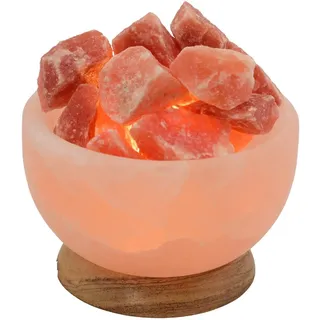 Wagner Life Design Salzkristall-Tischlampe Salzkristallschale, Leuchtmittel wechselbar, Warmweiß, Handgefertigt aus Salzkristall - jeder Stein ein Unikat, H: ca.15 cm orange
