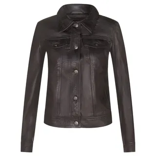 Damen Leder Schwarz Trucker Classic Western Lässige Jeansjacke - XL