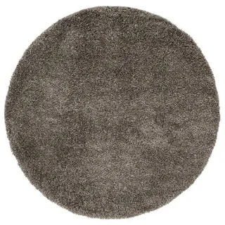 Tapiso Hochflor-Teppich ESSENCE, rund, Höhe: 40 mm, Wohnzimmer, Schlafzimmer, Hochflor, Einfarbig grau rund | 240 cm x 240 cm x 40 mm