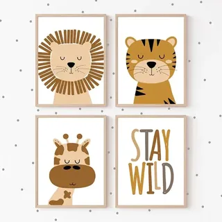 BeiYiHo Bilder Kinderzimmer Jungen Poster Braun Beige Kinder Poster Boho Junge Bild Sprüche Leinwand Wandbilder Dekoration Baby Zimmer Kunstdruck