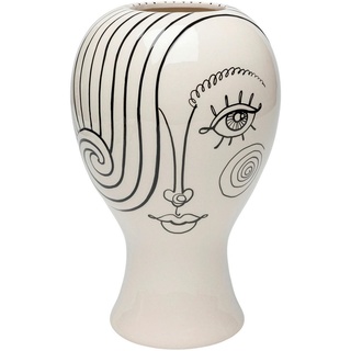 Kare-Design Vase, Schwarz, Weiß Hochglanz, Keramik, 19x30x19 cm, handgemacht, Dekoration, Vasen, Keramikvasen