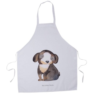 Mr. & Mrs. Panda Kochschürze Hund Entspannen - Weiß - Geschenk, Backschürze, Hundeliebe, Sprüche, (1-tlg), Samtweiches Material weiß