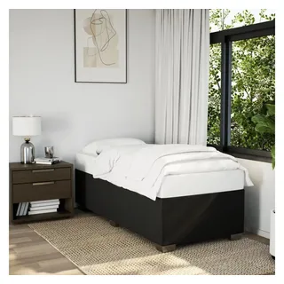 furnicato Bettgestell Schwarzes Stoffbett 200 x 90 x 46 cm mit verstärkten (1-tlg), Atmungsaktives Einzelbett mit Lattenrost und Gestell aus Massivholz schwarz 90 cm x 200 cm x 46 cm