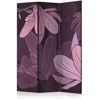 artgeist Paravent, Beere, Flieder, Magenta, Holz, Textil, Kiefer, massiv, Blume, 135x172 cm, Motiv auf Vorder- und Rückseite, Kleinmöbel