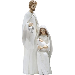 Krippe Heilige Familie, Tabletop Heilige Familie Statue Dekoration, 7.5in Weihnachtsstatue Aus Holz Jesus-Figur