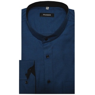 Huber Hemden Langarmhemd HU-0095 Stehkragen, weicher Twill, Regular Fit-gerader Schnitt, Made in EU blau 6XL (53-54)