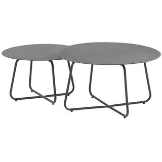 4seasons Outdoor - Dali Kaffeetisch 2er Set Beistelltisch Rund Edelstahl Anthrazit