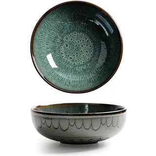 Ausune Keramik Salatschüssel, 16.5cm (700 ml) – Elegante Grün Schüssel für Salate, langlebig & spülmaschinengeeignet