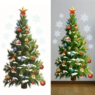 Weihnachtsbaum-wandaufkleber, Abnehmbare Fensterdekorationen