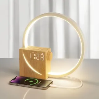 Nachttischlampe Mit Lichtwecker, Touch-steuerung Und Dimmer, 10-w-tischlampe Mit Usb-ladefunktion, 3-stufiges Nachtlicht Für Schlafzimmer Und