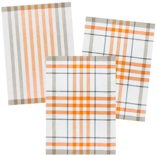 Kracht Geschirrtuch Blockstreifen, (Set, 3-tlg., 3-teilig), 3er Pack Geschirrtücher ca. 50x70cm Halbleinen orange