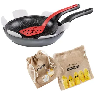 STONELINE® 6 tlg. Pfannenset + Jutesäckchen, Pfannenwender & Pfannenschützer