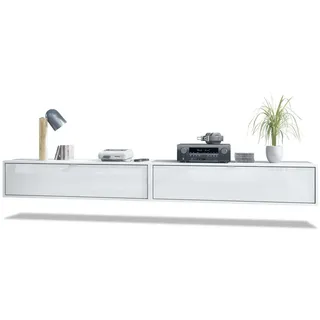 Vladon Lana Lowboard 120x29x37 cm Weiß matt/Weiß Hochglanz MDF/Spanplatte