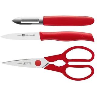 Zwilling Messer-Set ZWILLING TWIN Grip Messerset 3-tlg, Rot Edelstahl eisgehärtete Klinge (3-tlg) rot