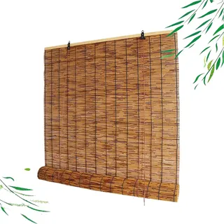 Bambusrollo Mit Lifter, Sonnenschutz Reed Vorhang Rollo, Wetterfest Retro Bambus Rollo Jalousine, Sichtschutz 50x60 60x90 70x80 80x100 90x120 100x150 110x160 120x180 130x200 140x220 150x250 160x300 (