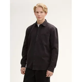 Tom Tailor Relaxed Garment Dye Langarmhemd Coal Grey L
