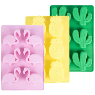 mixed24 3er Set Silikon Backformen Ananas Flamingo Kaktus Sommer Kuchen Formen Törtchen
