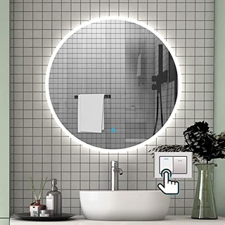 Aica Sanitär LED Spiegel Rund 100 cm Kalt/Neutral/Warmweiß, dimmbar, Memory Funktion, Wandschalter/Touch-Schalter Beschlagfrei LED Spiegel Wandspiegel mit Auto-Abschaltung