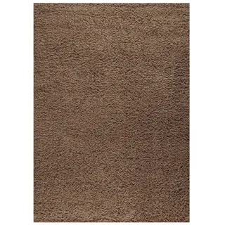 Vimoda Hochflor-Teppich Shaggy Wohnzimmer Läufer, Rund, Höhe: 30 mm, Wohnzimmer Teppich, Schlafzimmer, langflor, Einfarbig Dunkel Farbe braun Rund | Ø 80 cm x 0 cm x 0 cm x 30 mm