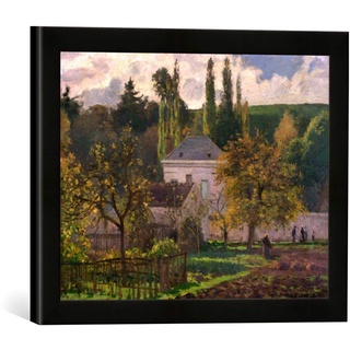 Gerahmtes Bild von Camille Pissarro Landhaus in der Hermitage (Pontoise), Kunstdruck im hochwertigen handgefertigten Bilder-Rahmen, 40x30 cm, Schwarz matt