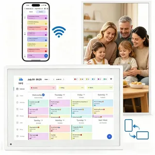 tabwee P10 10,1 Zoll Digitaler Kalender und Desktop Bilderrahmen mit Touchscreen, WLAN, 1280x800, 16:10, Multi-Device-Sync und Sharing, - Weiß