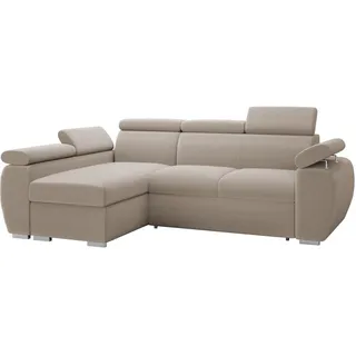 Mirjan24 Eckcouch Textil mit Bettkasten und Schlaffunktion 3-Sitzer Beige