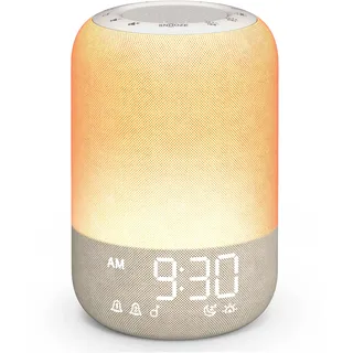 JBER Tageslichtwecker mit Sonnenaufgang, Doppel Wecker, Lichtwecker | 25 Natürliche Klänge, Bluetooth Audiowiedergabe, 12 Farben Nachttischlampe,7 Wecktöne, Schlaf‐Timer für Kinder und Erwachsene