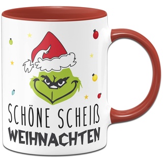 Tassenbrennerei Grinch Tasse - Schöne S Weihnachten - Weihnachtstasse mit Spruch lustig - Anti Weihnachten (Rot)